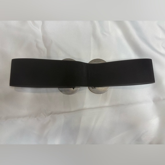 SAINT LAURENT Butterfly Buckle Suede Belt In Nero SZ 75 - Picture 4 of 7